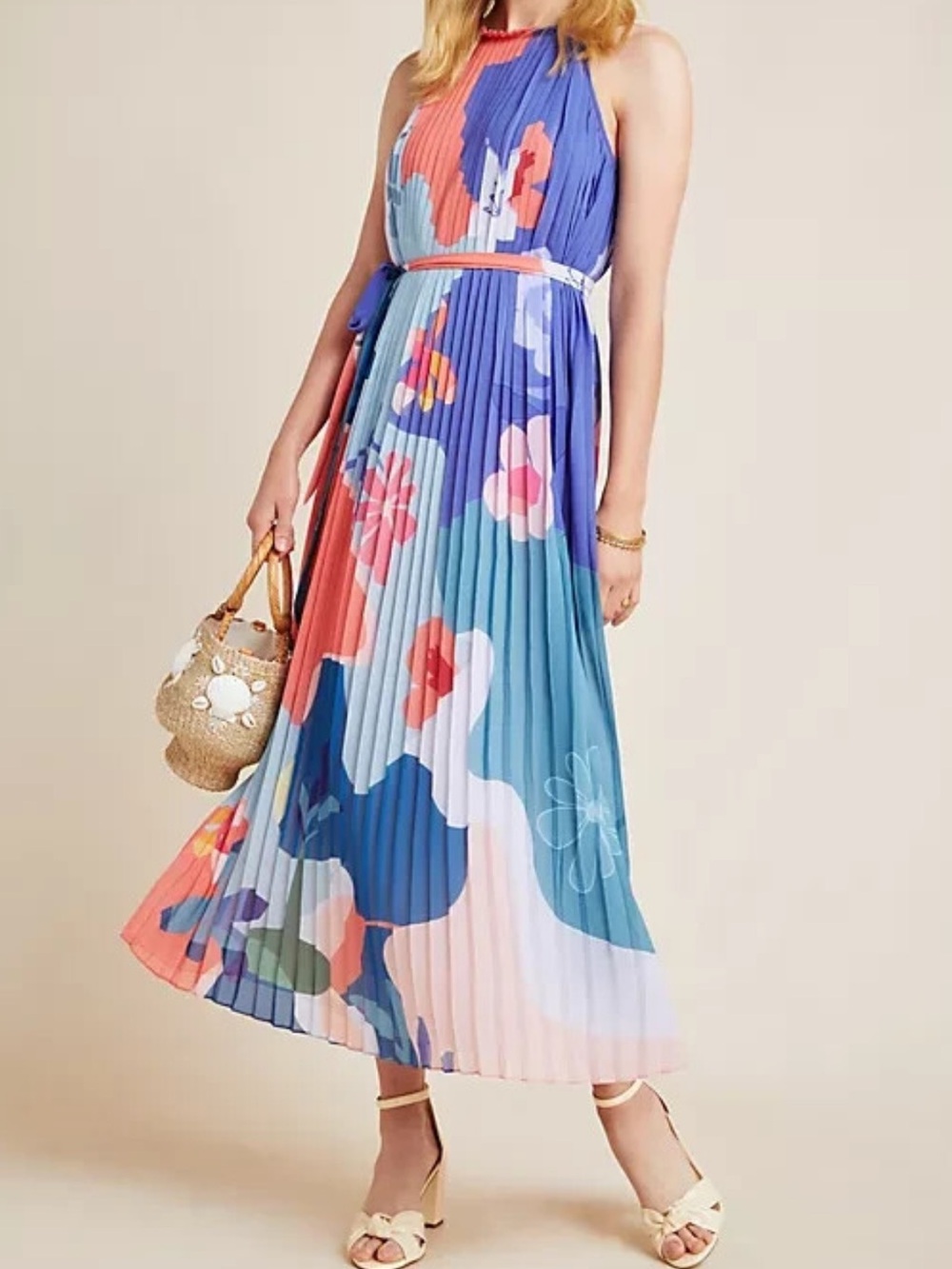 Anthropologie Encanta pleated maxi dress by Pankaj & Nidhi